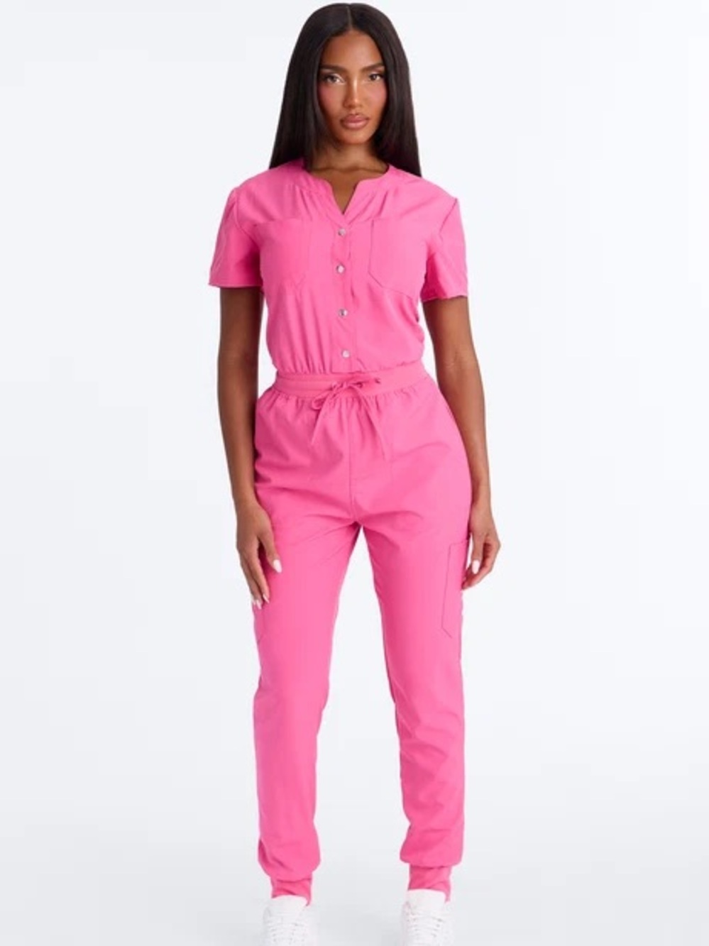 Hot Pink Short-Sleeve Jogger Scrub Uniform Jumpsuit NEW 🏷️